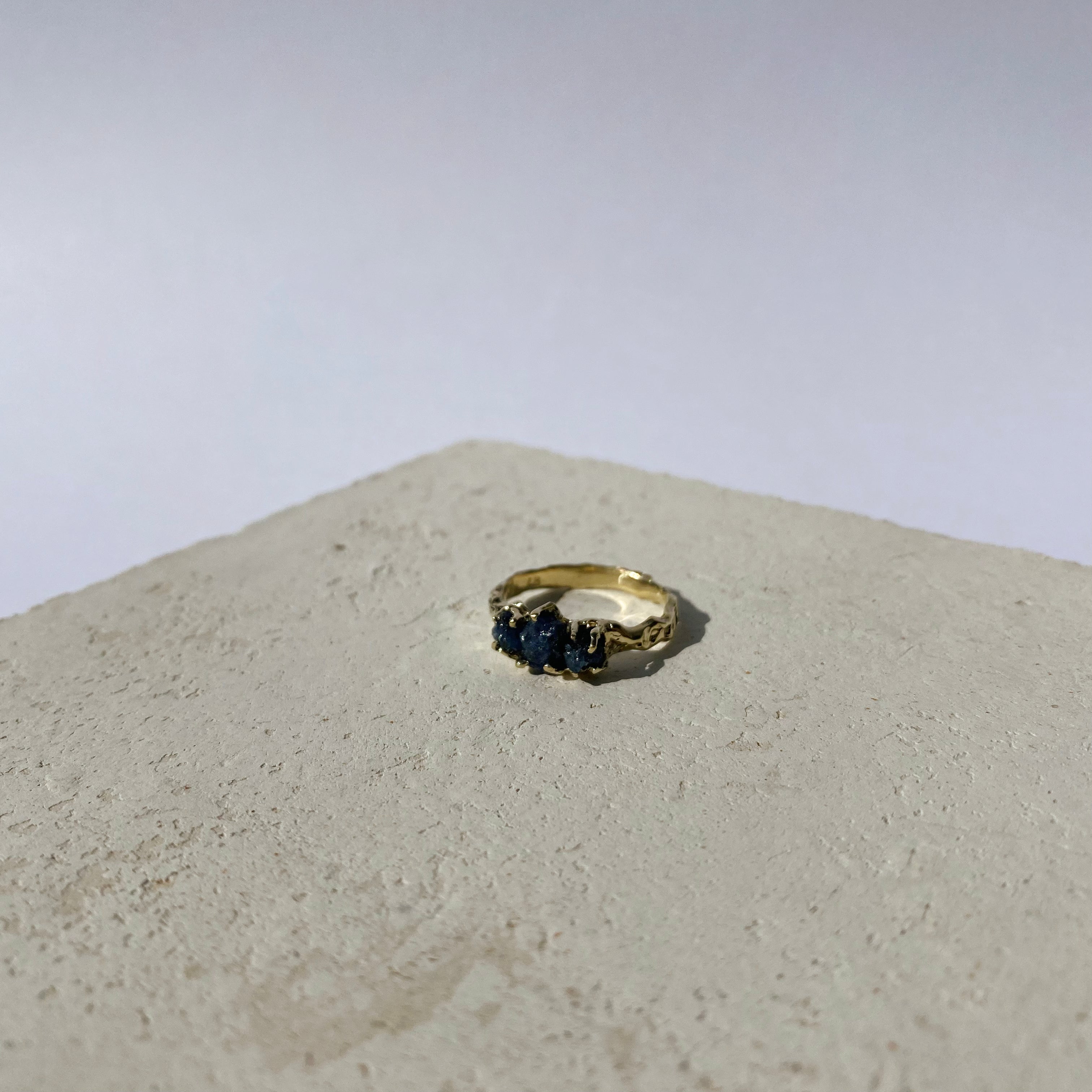 Blue Raw Sapphire Ring